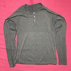 Lululemon Men's Long Sleeve Henley Grey Shirt XL